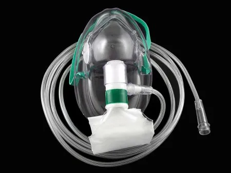 MedSource International - MTR - MS-25059 - Nonrebreather Oxygen Mask Mtr Elongated Style Adult One Size Fits Most Adjustable Head Strap / Nose Clip