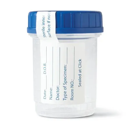 Medline - From: DYND30362 To: DYND30382 - Click N Close Specimen Container for Pneumatic Tube Systems Click N Close 90 mL (3 oz.) Screw Cap Patient Information Sterile Fluid Path