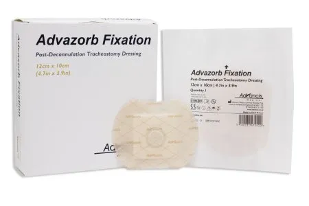 Mediusa - Advazorb Fixation - CR4341 - Foam Dressing Advazorb Fixation 4-1/2 X 4 Inch With Border Waterproof Backing Silicone Face and Border Tracheostomy Sterile