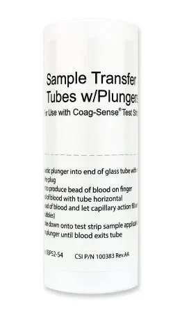 Coagusense - 03P52-54 - Sample Transfer Tube Glass Plastic CLAD with Plunger 54-vial -US Only-