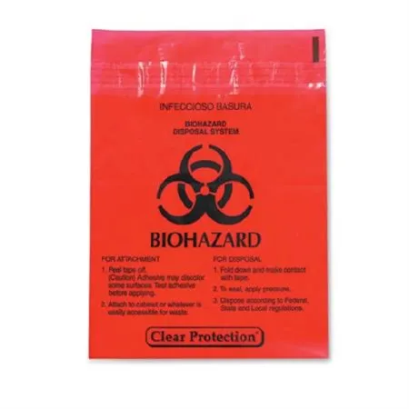 Market Lab - 2637 - Biohazard Bag 1.4 Quart Red Bag Plastic 9 X 10 Inch