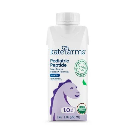 Kate Farms - 811112030539 - KATE FARMS Pediatric Peptide 1.0 Vanilla, 8.45 fl. oz. (250 mL). USDA Organic, Plant Based, NON GMO Project Verified, Gluten Free Certified, Vegan, and Kosher. 250 calories per 8.45 fl. oz. carton.