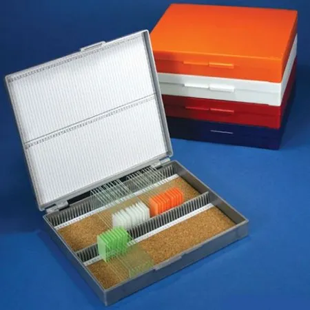 McKesson - 177-513079B - Slide Storage Box McKesson Blue ABS Plastic / Cork 100 Slide Capacity