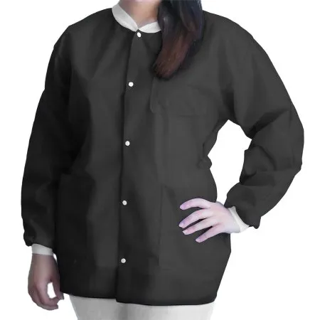 Dukal - UGJ-6500-M - FitMe Lab Jacket FitMe Black Medium Hip Length Disposable