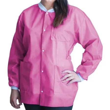 Dukal - UGJ-6509-M - FitMe Lab Jacket FitMe Raspberry Pink Medium Hip Length Disposable