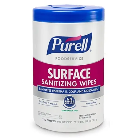 GOJO - Purell - 9341-06 - Purell Surface Disinfectant / Sanitizer Manual Pull Wipe 110 Count Canister Unscented Nonsterile