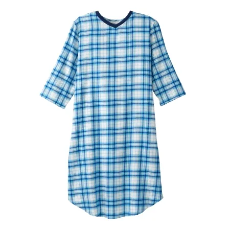 Silverts Adaptive - SV50120_TQUP_S - Patient Exam Gown Silverts Small Turquoise Plaid Reusable