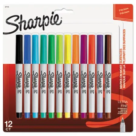 Sharpie - SAN-37175PP - Ultra Fine Tip Permanent Marker, Ultra-fine Needle Tip, Assorted Colors, Dozen