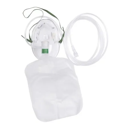 Medline - HUD1059 - NonRebreather Oxygen Mask Elongated Style Adult One Size Fits Most Adjustable Head Strap / Nose Clip