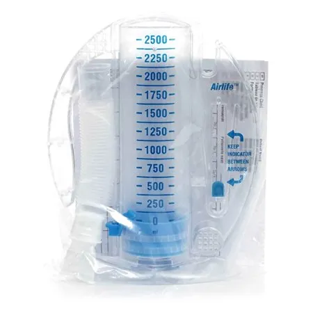 Vyaire Medical - AirLife - 001905A -   Pediatric Volumetric Incentive Spirometer with One Way Valve, 2500 mL Capacity, Dual sided Colorful calibrations and targets, flexible tubing, mouthpiece holder.valve.