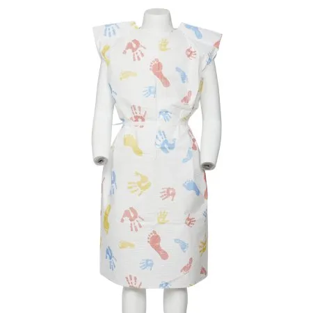 Graham Medical Products - 37235 - Patient Exam Gown Child Size Kid Design (Hand and Foot Print) Disposable