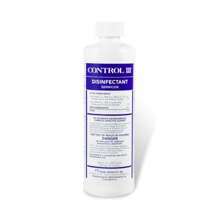 Maril Products - C3/DISP/12 - Control III Disinfectant Germicide Control III Disinfectant Germicide Surface Disinfectant Cleaner Quaternary Based Manual Pour Liquid Concentrate 16 oz. Bottle Benzaldehyde Scent NonSterile