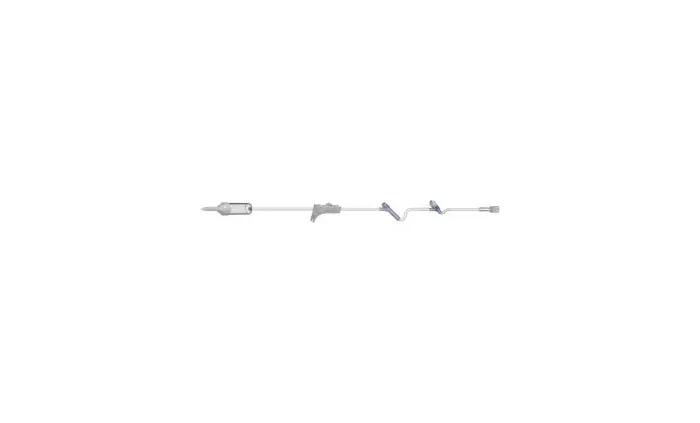 Amsino - 608306 - Pediatric Basic IV Set, 60 Drops Per mL, 83" Length, 17 mL Priming Volume, Non-Vented, Roller Clamp, 1 Pre-Pierced Y Site, 1 AMSafe Needle-Free Y Site, Rotating Male Luer Lock, PE Poly Pouch, 50/cs