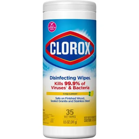 Clorox - 01594 - Surface Disinfectant Premoistened Manual Pull Wipe 35 Count Canister Lemon Scent NonSterile