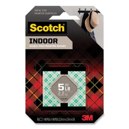 Scotch - MMM-111SSQ16 - Permanent High-density Foam Mounting Tape, 1 Squares, Double-sided, Holds Up To 5 Lbs, White, 16/pack
