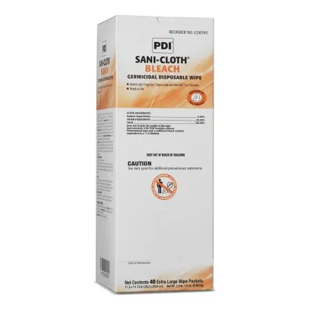 PDI - Professional Disposables - Sani-Cloth Bleach - U26595 - Professional Disposables Sani Cloth Bleach Sani Cloth Bleach Surface Disinfectant Cleaner Premoistened Germicidal Manual Pull Wipe 40 Count Individual Packet Chlorine Scent NonSterile