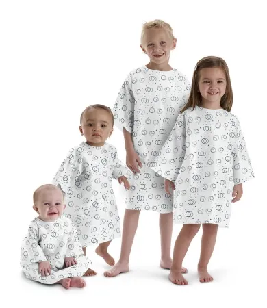 Medline - NON28266 - Patient Exam Gown Infant Size (6 To 12 Months) Purple / Green Ring Print Disposable