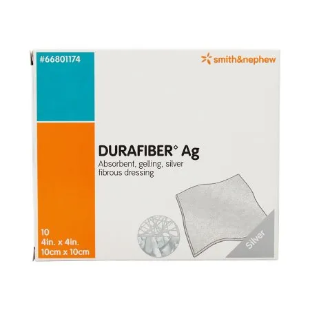 Smith & Nephew - Durafiber Ag - 66801174 -  Silver Gelling Fiber Dressing  4 X 4 Inch Square Sterile