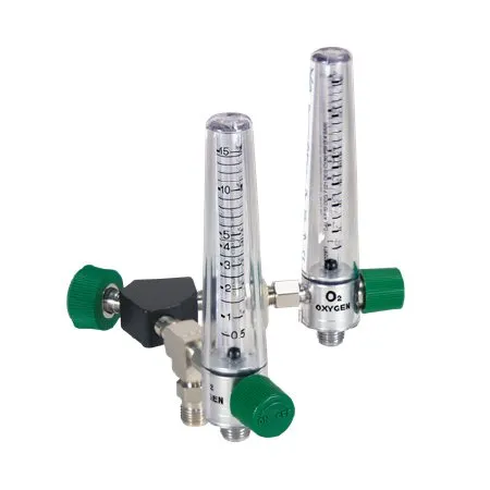 Precision Medical - Y8MFA1008 - Precision Medical Oxygen Flowmeter Adjustable 0 - 15 LPM Y Block Assembly Puritan Bennett Adapter