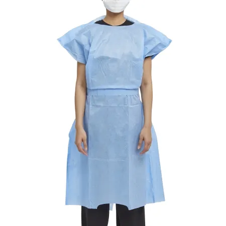 O&M Halyard - 69766 - Patient Exam Gown Halyard One Size Fits Most Blue Disposable