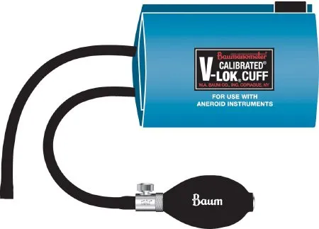 W.A. Baum - Calibrated V-Lok - 1822AC - Reusable Blood Pressure Cuff And Bulb Calibrated V-lok 10 To 19 Cm Arm Polyester Fabric Cuff Infant Cuff