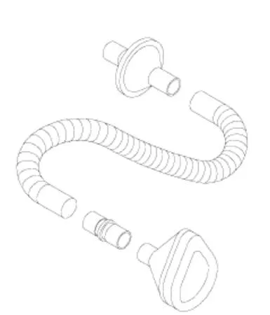 Respironics - CoughAssist - From: 325-9217 To: 325-9234 -   mi e patient circuit consists of 3 ft long flexible smooth bore tube, bacterial/viral filter, an adult facemask and adaptor.