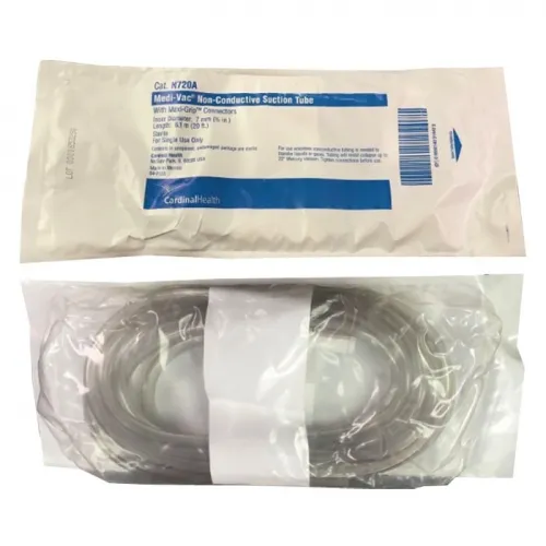 Cardinal Health - Medi-Vac - N720A - Med Medi Vac Medi Vac Clear Nonconductive Tubing with Maxi Grip Connectors and Male Connector, Sterile. 9/32" x 20'L (7mm x 6.1m).
