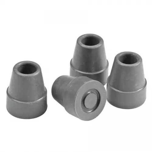 Carex Health Brands - FGA705CO - Replacement cane tips designed to fit 5/8" Carex cane shafts, made of metal reinforced thermoplastic rubber (TPR), Gray color, sold as a pack of 4 tips.