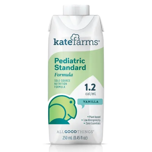 Kate Farms - 851823006997 - KATE FARMS Pediatric Standard 1.2 Vanilla, 8.45 fl. oz. (250 mL). USDA Organic, Plant Based, NON GMO Project Verified, Gluten Free Certified, Vegan, and Kosher. 300 calories per 8.45 fl. oz. carton.