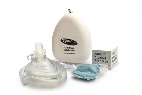 Kemp USA - 10-501 - Kemp Usa Cpr Mask With O2 Inlet And Head Strap With Gloves And Wipes