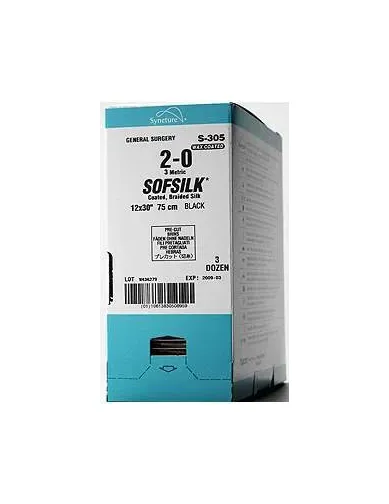 Covidien - Sofsilk - S-304 - Nonabsorbable Suture Without Needle Sofsilk Silk Braided Size 3-0