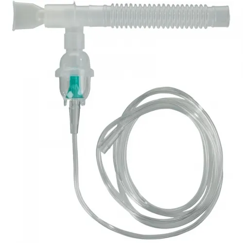 Sunset Healthcare Solutions - RES093 - Reusable Nebulizer Kit with T-Piece. Includes: Nebulizer Bottle, T-piece, Mouthpiece, Corrugated Reservoir Tube, and 7ft Supply Tube. Latex-free. Single patient.
